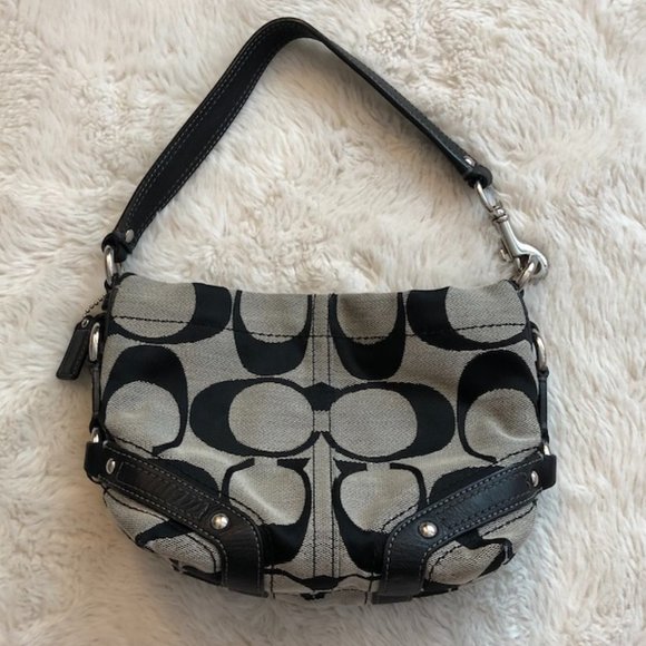 Gray/Black mini Coach purse - Picture 1 of 12